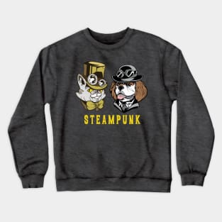 Steampunk Cat & Dog Couple Crewneck Sweatshirt